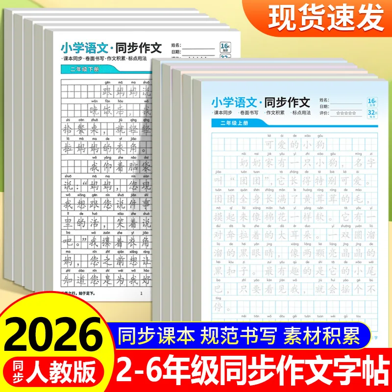 Chinese Language Sync Composition Copybook | Handwriting Practice Book with Good Words & Sentences for Essay Writing