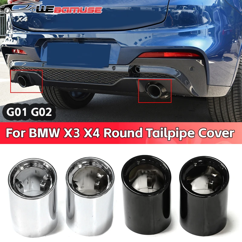 For BMW X3 G01 X4 G02 Stainless Steel Exhaust Nozzle Round Tailpipe Decorative Cover Silencer 2019 2020 2021 2022