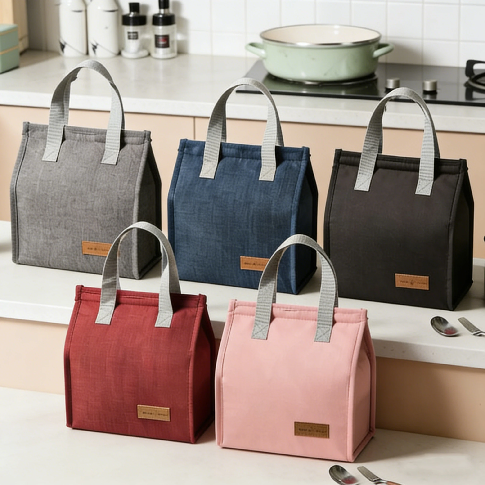 1pc Large Capacity Insulated Lunch Bag for Office Workers Thickened Aluminum Foil Thermal Lunch Tote Reusable Waterproof Cooler