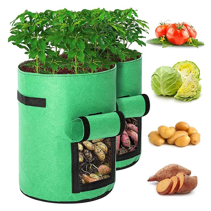 Potato Grow Bags , 2 Pack 10 Gallon Potato Growing Bags Potato Planting Bag Potato Planter With Flap And Handles