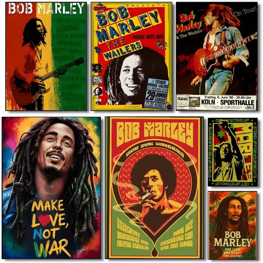 Bob Marley Reggae Singer Painting Poster Art canvas HD aesthetic Printing Paper Wall Art for Living Room Bar fashion Home Decor