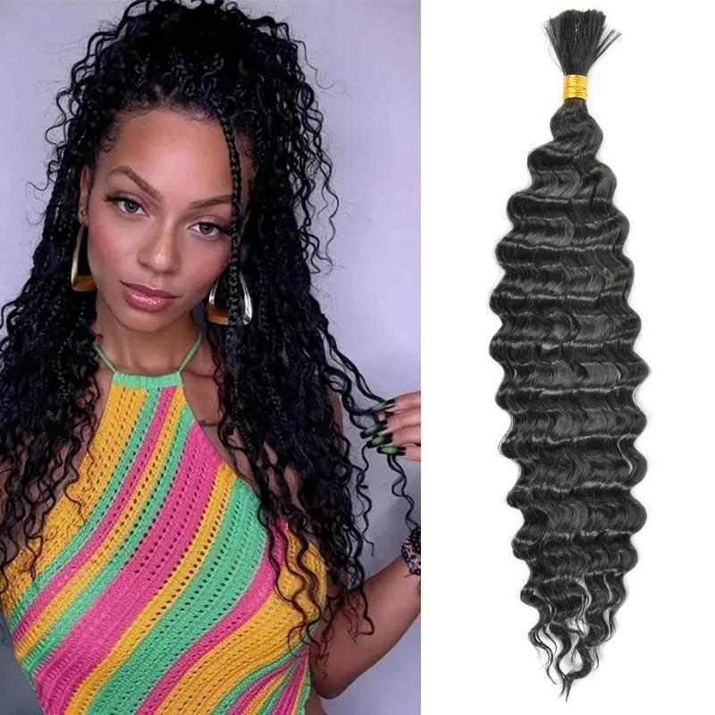 High quality deep wave braided synthetic wig with bohemian style suitable for all women's daily use and natural appearance