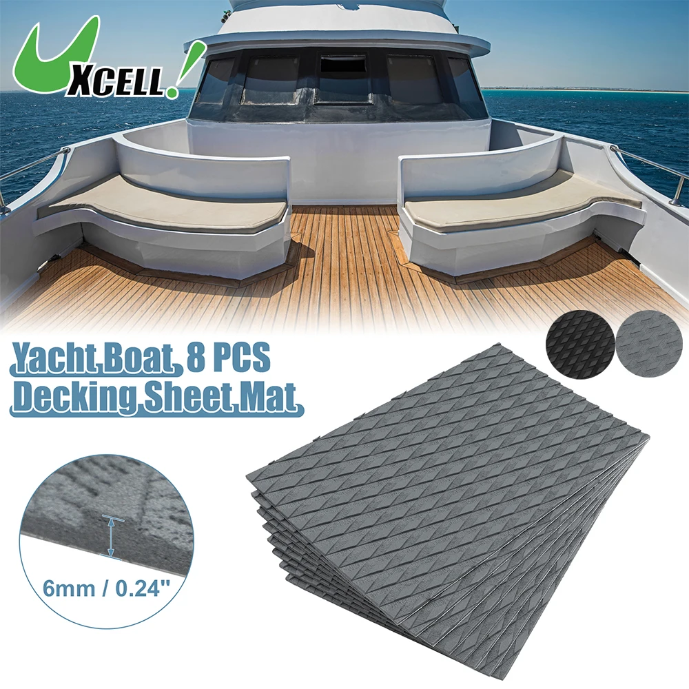 

UXCELL 4/8 Pcs 380x250mm EVA Faux Teak Decking Sheet Mat Non-Slip Self-Adhesive for Boat Yacht Marine Deck Pad RV Car Flooring