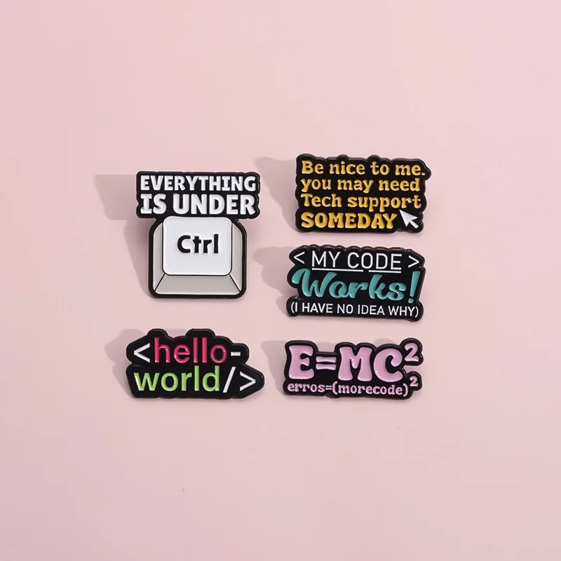 Creative Program Code Computer Badge Funny Phrase Enamel Pins Clothing Hat Brooch Decoration Jewelry Gifts Custom Wholesale