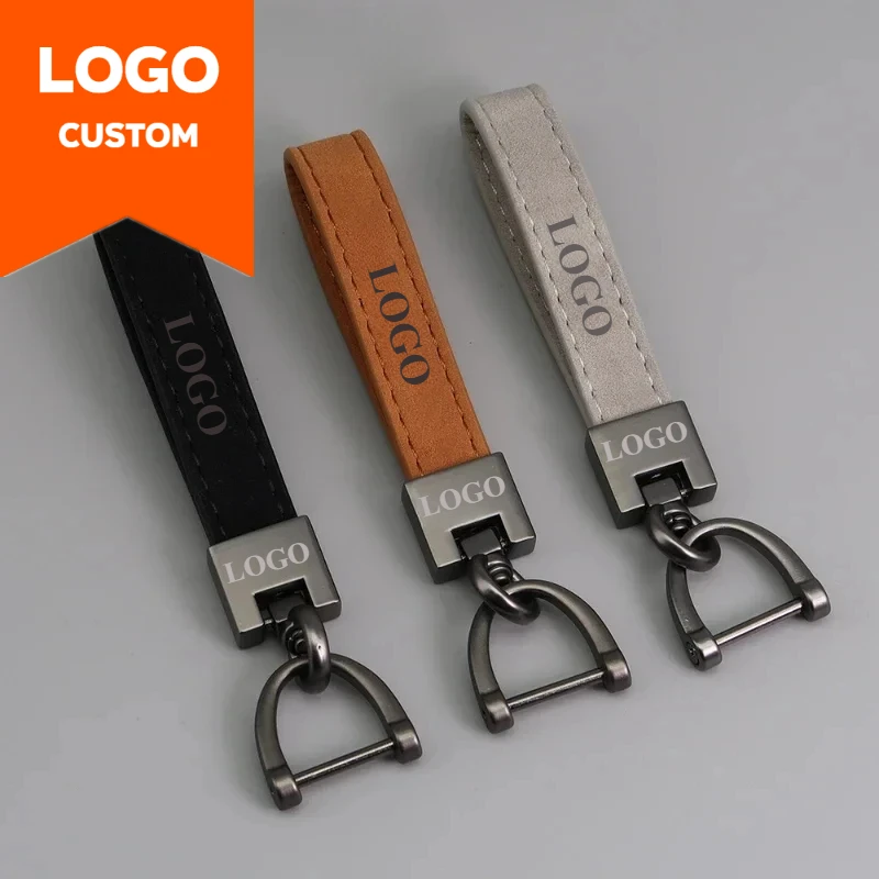 

Customized Retro Vintage Cowhide Leather Keychain for Men and Women Personalize Car Logo Key Chain Laser Engrave Metal Keyring