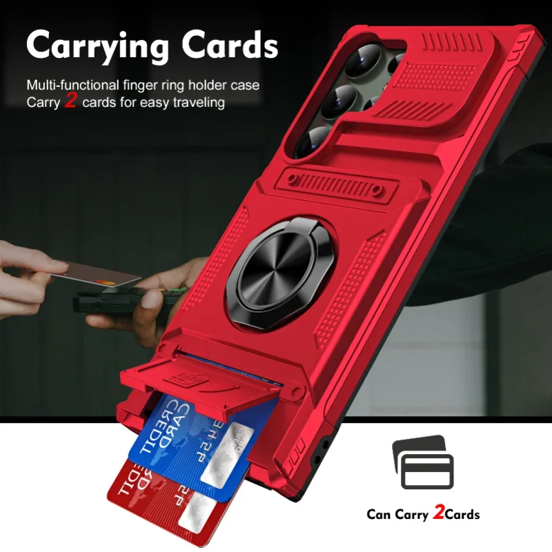 Etui do Samsung S24 S23 Ultra Plus FE A14 A15 25 35 55 Magnetyczny obracany pierścień Kickstand Heavy Duty Drop Protection Wallet Cover