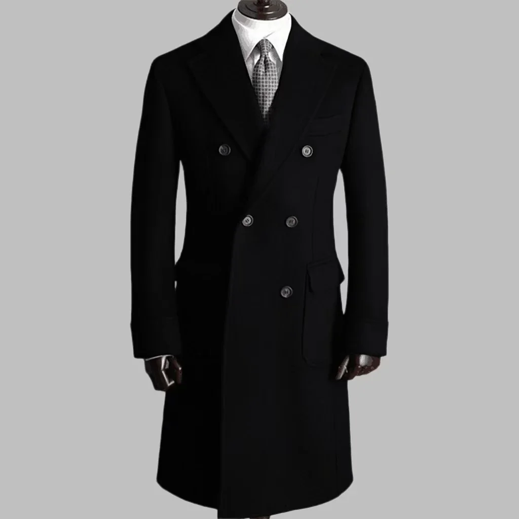 Trench Coat with Notched Lapel and Double-breasted ，comfortable Winter Jacket for Men，Double Breasted，Warm, Coat Customization