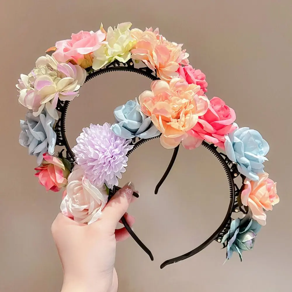 

Simulation Flower Floral Garland Hair Hoop Hair Ornaments Children Flower Headband Colorful Headwear Bridal Crown Women