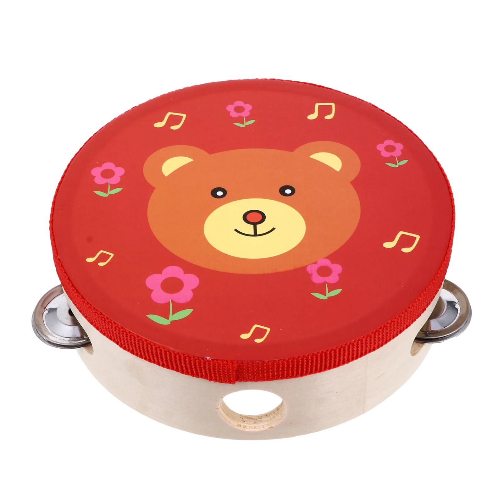 Pandeiro de madeira portátil crianças brinquedo handbell tambor instrumentos musicais percussão para