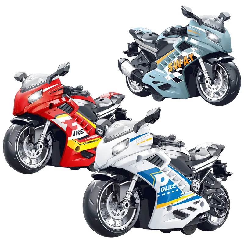 Lights Music Effect Simulation Motorbike Toys Boys Flash Iron Ride Police Motorbike Model Pull Back Inertia Car Children's Gift