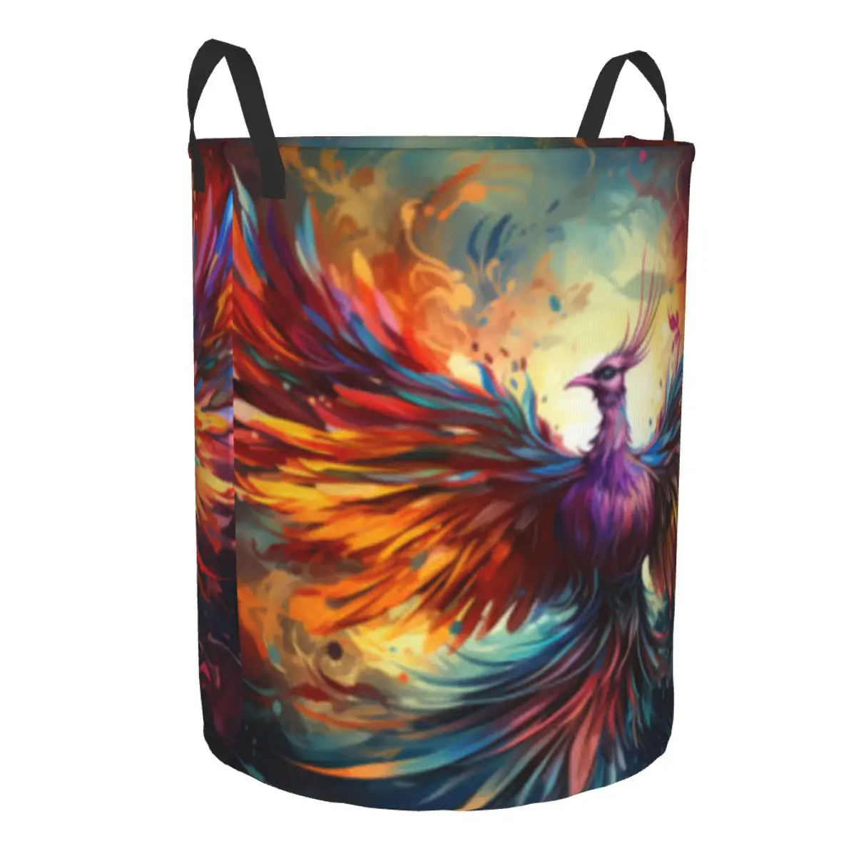 Dirty Laundry Basket Phoenix Burning With Fire Birds Folding Clothing Storage Bucket Home Waterproof Organizer