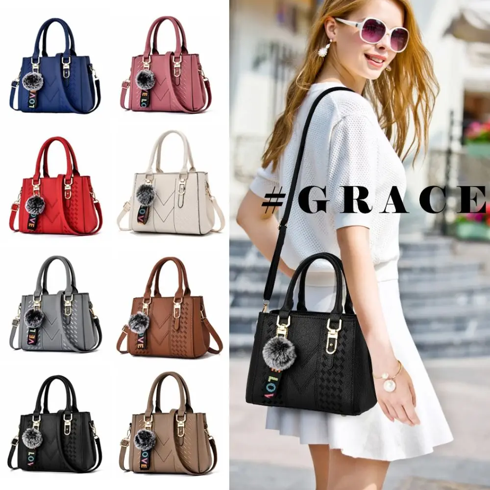 حقيبة يد نسائية جلدية عصرية مع سلسلة مفاتيح جيب مفتوح حقيبة ساعي سعة كبيرة حقيبة كتف عادية سيدة