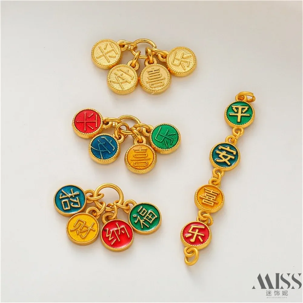 18K Strong Color Retention Sand Gold Dripping Oil Peace and Joy Lucky Nafu Pendant DIY Accessories Listing Pendant Handmade Mate