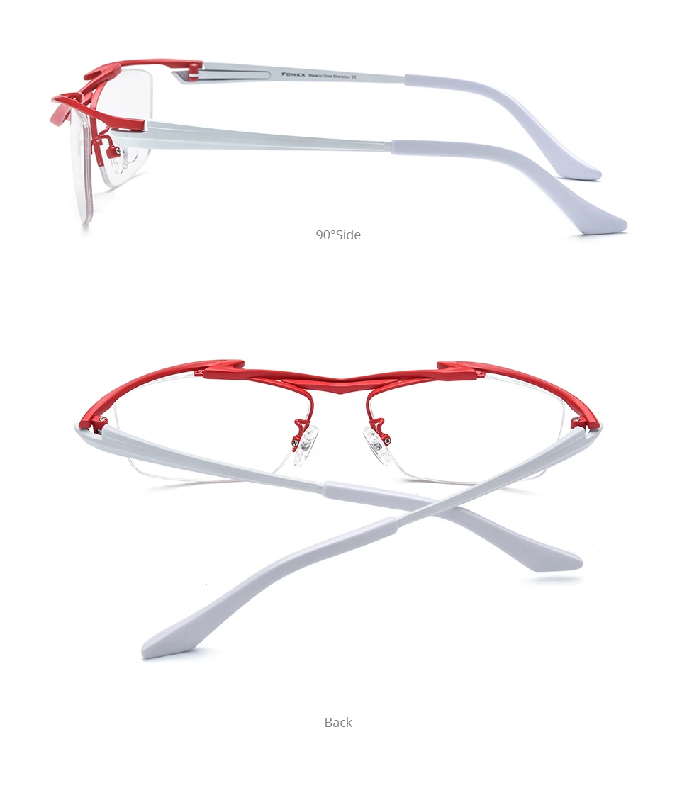FONEX Titan-Brillengestell für Herren, Markendesign, halbrandlose quadratische Brille, halbrandige japanische ultraleichte Brille 85763 – Detail 7