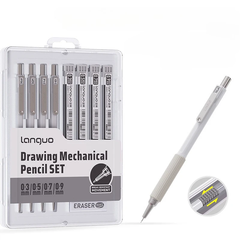 11pcs Metal Automatic Pencil Set Retractable Pen Tip Not Easy To Break for Comic Line Draft Student Office Writing Design