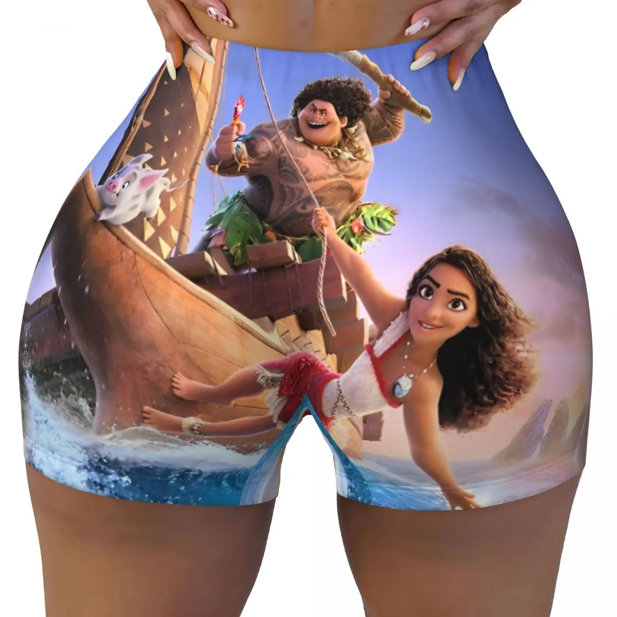 

Vaiana Moana 2, шорты для йоги с высокой талией и бедрами, женские леггинсы для приключений, музыкального байкера, бега, фитнеса, тренировок в тренажерном зале