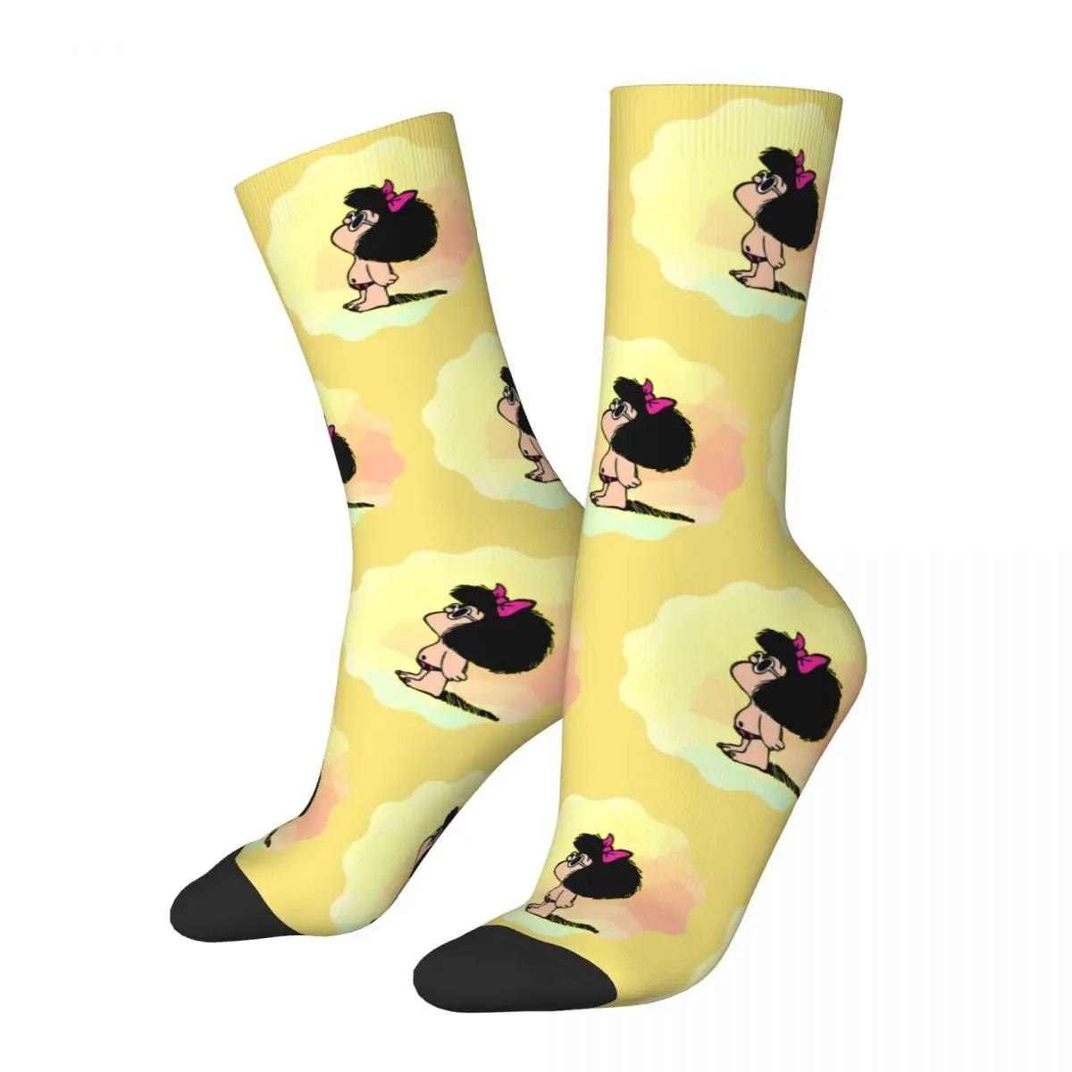 

Cute Mafalda In Colours Scoop Design Theme Crew Socks Stuff for Female Cozy Print Socks