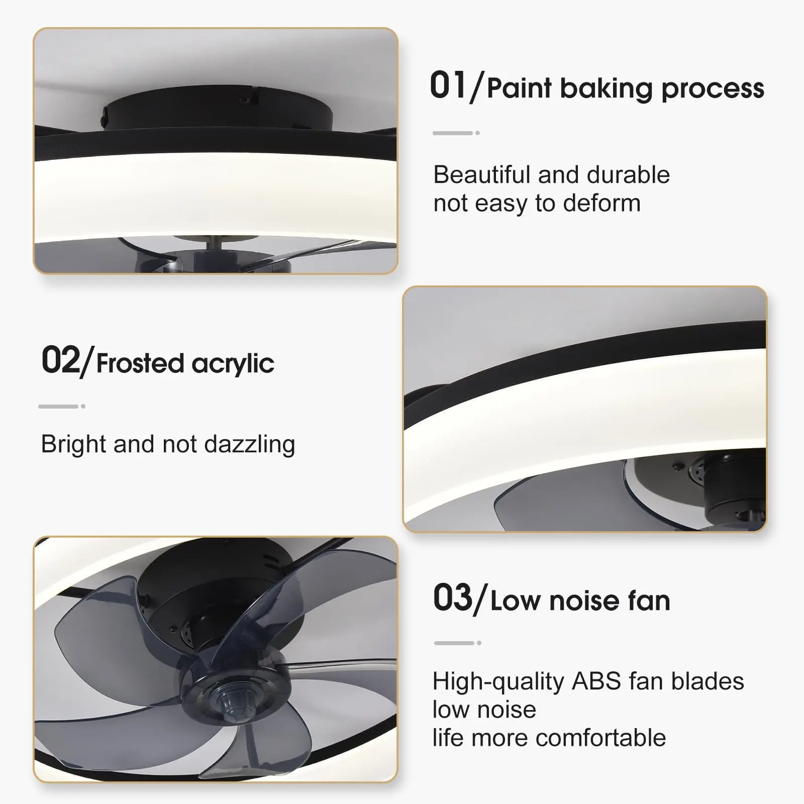 IRALAN Modern Ceiling Fan with Light and Remote Control Dimmable for Living Room Bedroom Fixtures LED Ceiling Fan Lamp