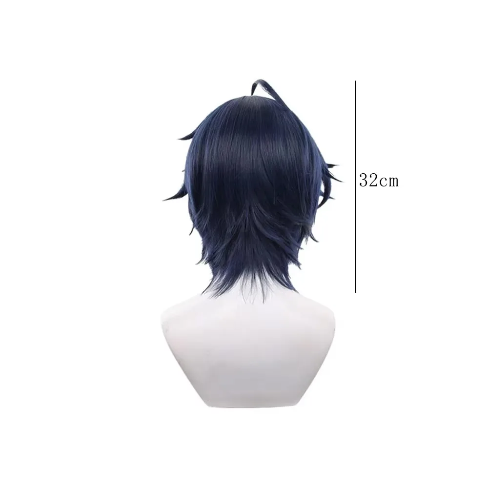 Short Blue Wig With Spiky Hair Mullet Style Anime Game Role Play Wigs Daily Wear Party Halloween Hairpiece Gift For Boys Girls