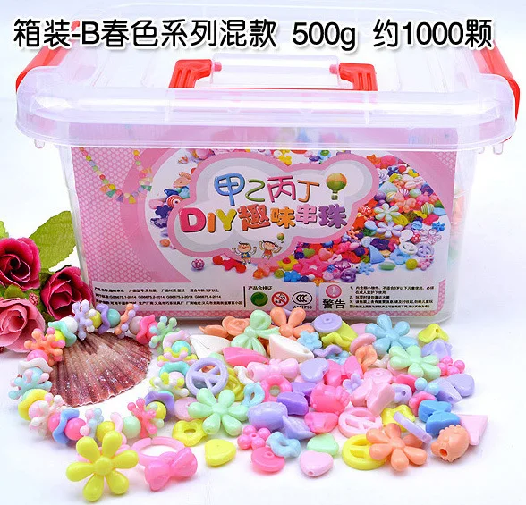 1000Pcs DIY Beads Toys with Storage Box for Children Handmade Creative Girl Bracelet Jewelry Making Toys Educational Gifts