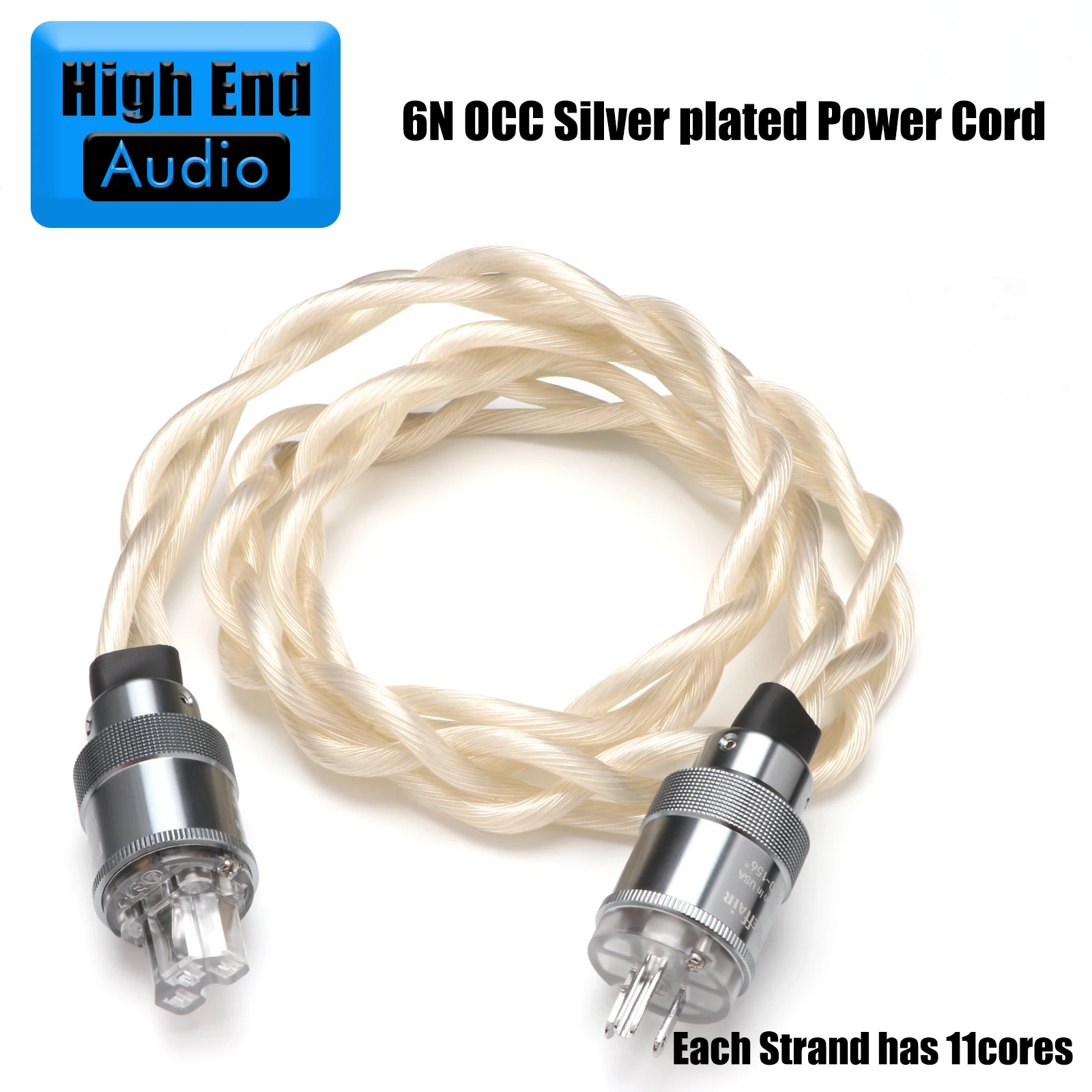 Preffair 6N OCC single crystal US & EU AC Audiophile audio amplifier DAC filter HIFI silver Power cable rhodium plating plug