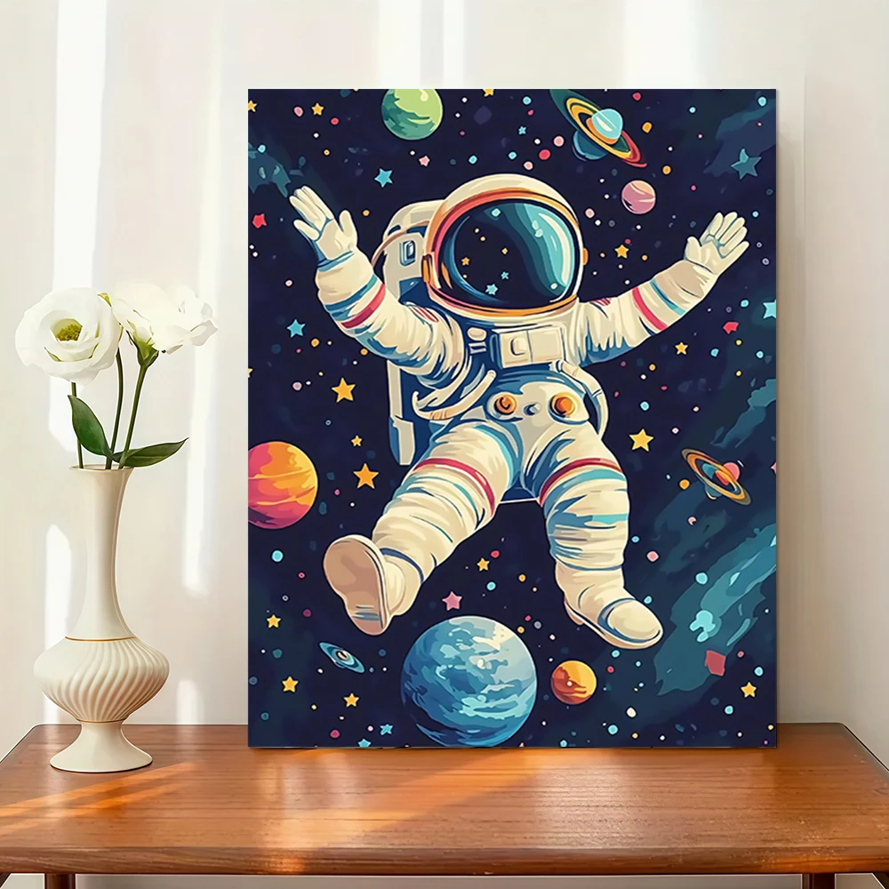 Astronauts floating in space  DIY Acrylic Digital Painting Kit For Beginners Home Wall Decor Frame Not Included