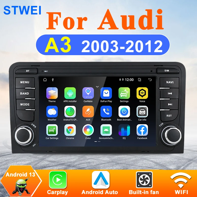 For Audi A3 8P S3 RS3 2003-2012 Android 11 Car Radio Multimedia Playback Video Player GPS Navigation Carplay, 4G, WiFi, DSP