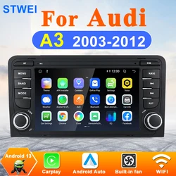 Android 13 Car Radio Multimedia Player, Carplay, Video Player, Navegação GPS, 4G, WiFi, DSP, Fit para Audi A3, 8P, S3, RS3, 2003-2012