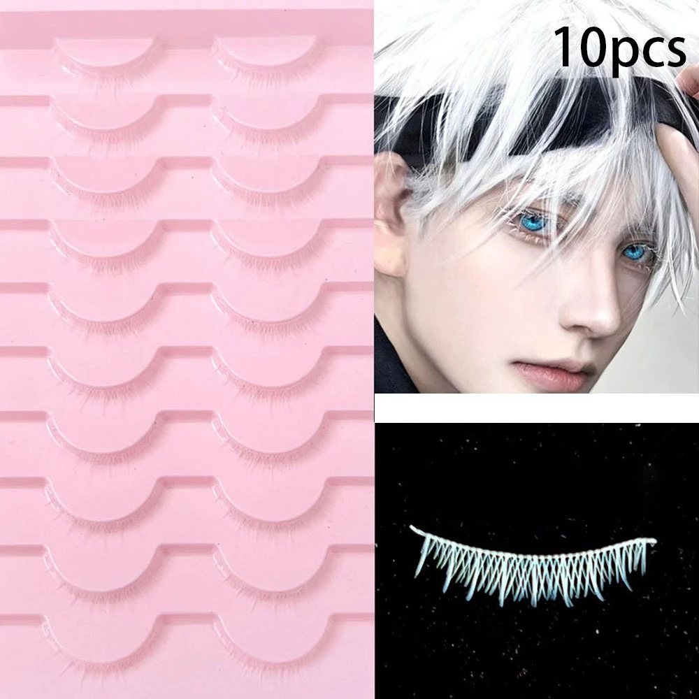 5/10 Pairs White Comics False Eyelashes Set Cosplay Show Natural DIY False Lashes Extension Reusable Manga Eye Makeup