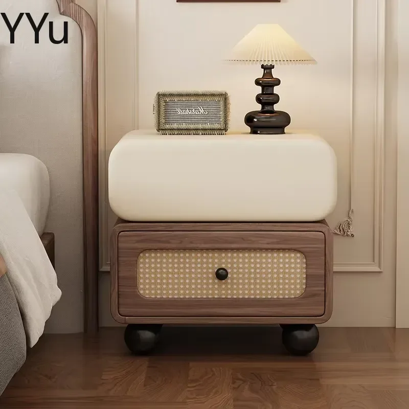 for Nordic Modern Hidden Drawer Bedside Table Aesthetic Creative Nightstand Bedroom Furniture Mesa Auxiliar de Cama Storage