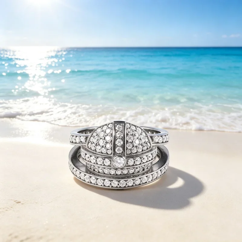 Full Diamond 925 Silver Saturn Ring for Women, Retro European and American Drop Glaze Personalized Index Finger Ring, Trendy Ring