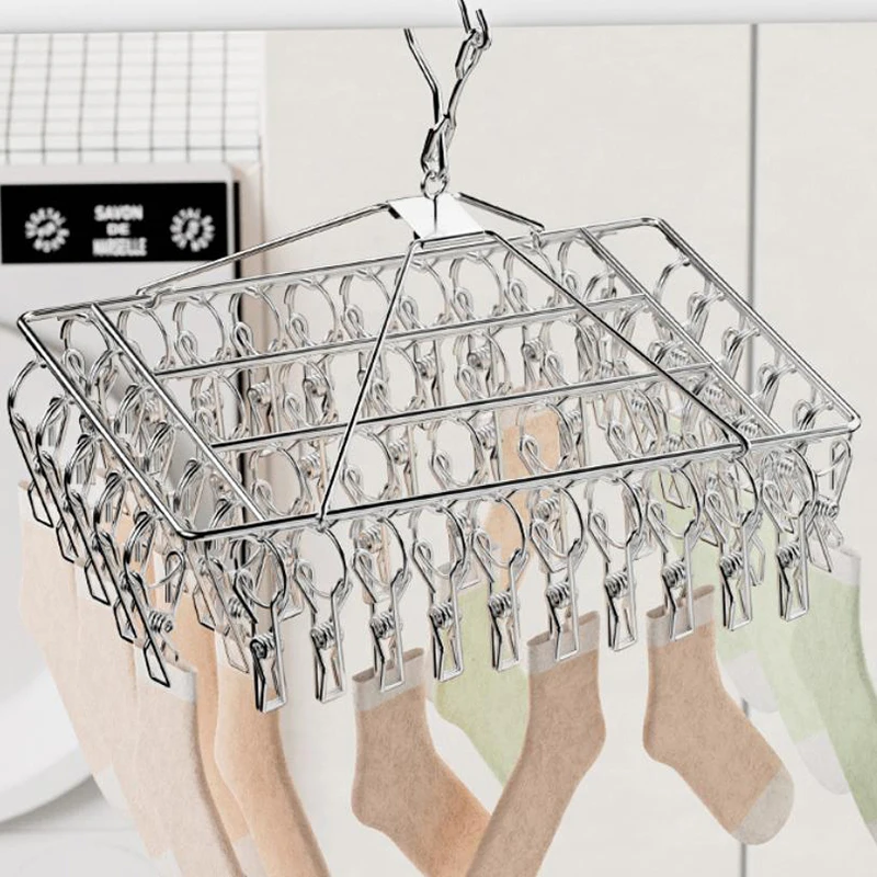 Steel Windproof Clothespin Laundry Hanger Clothesline Dryer Bra Towel Rack Clothes Airer Peg Hook Drying Sock view 3