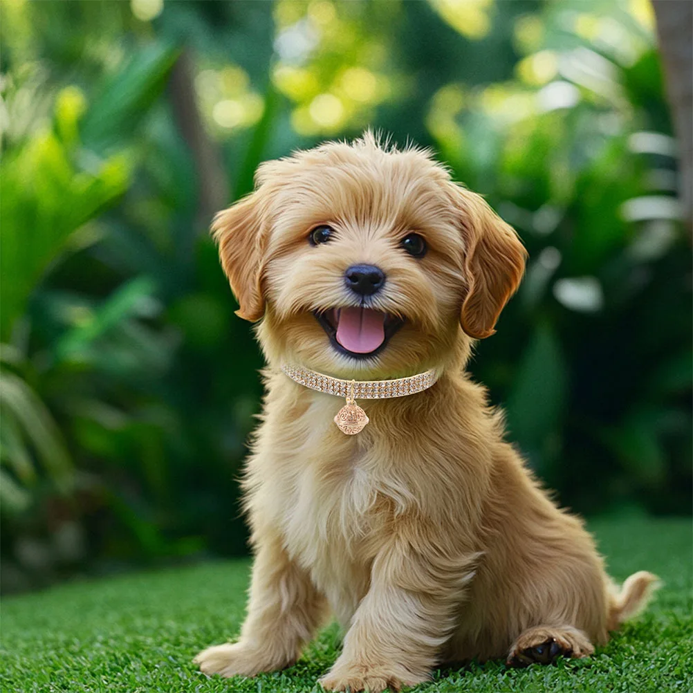 

2Pcs Rhinestone Pet Collar Adjustable Sparkly Cat Dog Necklace Hollow Bell Bling Small Dog Collar Accessories Cats Collars