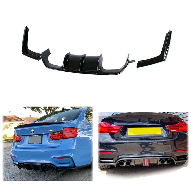 

Car Rear Bumper Lip Spoiler Glossy Black Carbon Fiber Look With LED Brake Light Body Kit For BMW 3 Series F30 Dedicated M3 Model
