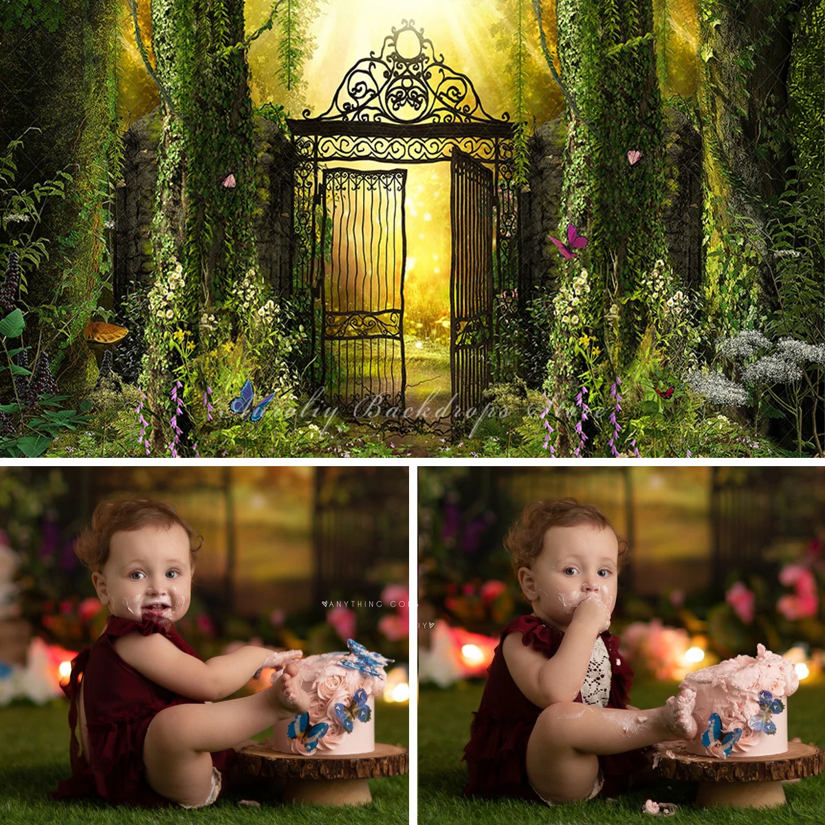 

Secret Garden Entrance Backgrounds Spring Butterflies Dance Kids Adult Photocall Props Child Baby Photogrpahy Decors Backdrops