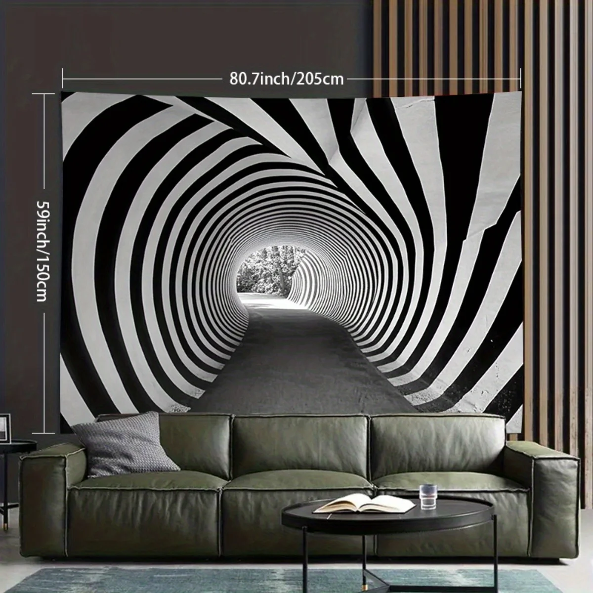 Large Abstract Black and White Optical Illusion Tunnel Tapestry Geometric Vortex Modern Wall Hanging Art for Living Room Decor