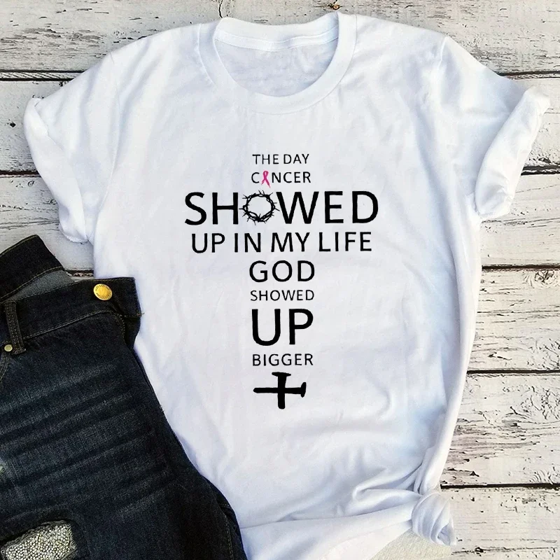 

Christian T-shirts Religious Shirt Jesus Graphic Tee Faith Gift Day Showed In My Life God Showed Up Tops Summer Classic