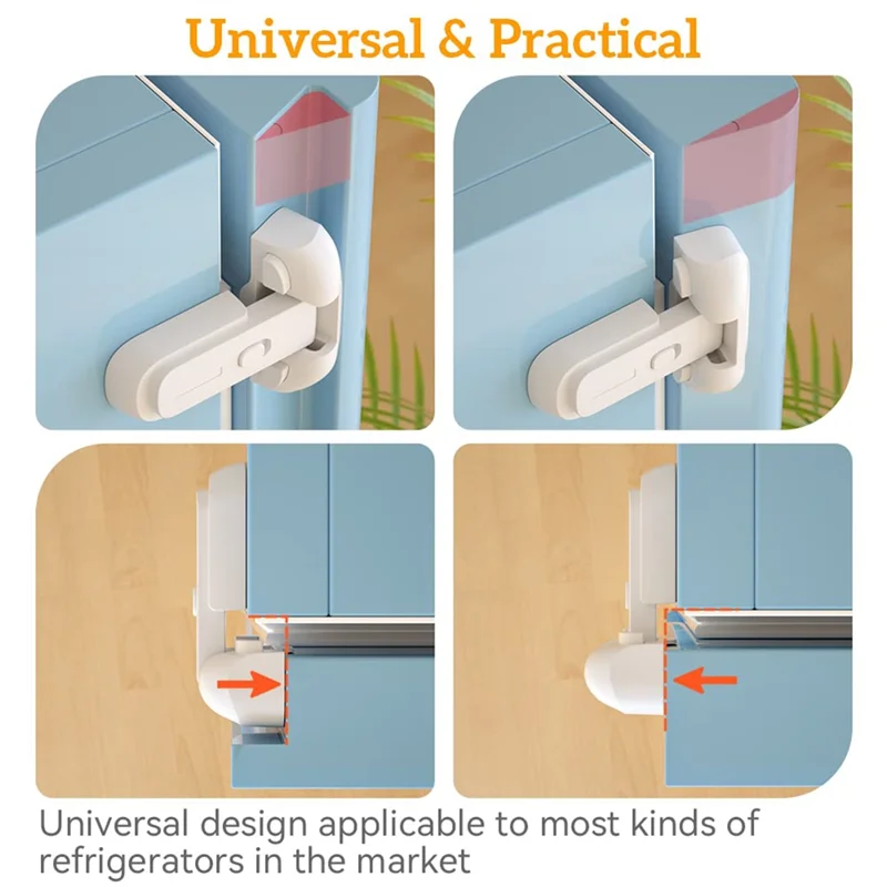 ABRB-2 pezzi Serratura per frigorifero sicura, serratura per porta del frigorifero e congelatore a prova di bambino, protegge i frigoriferi con strisce di tenuta