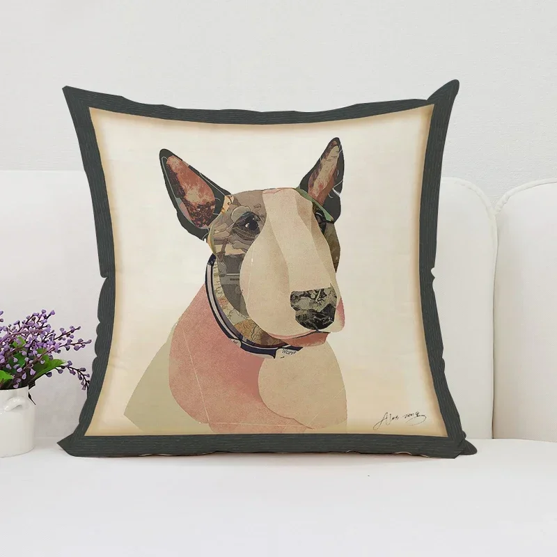 Cushion Cover 45x45 Bull Terrier Art Pillow Cases Decorative Pillows Covers Pillowcase Cushions Home Decor Car Decoration Sofa