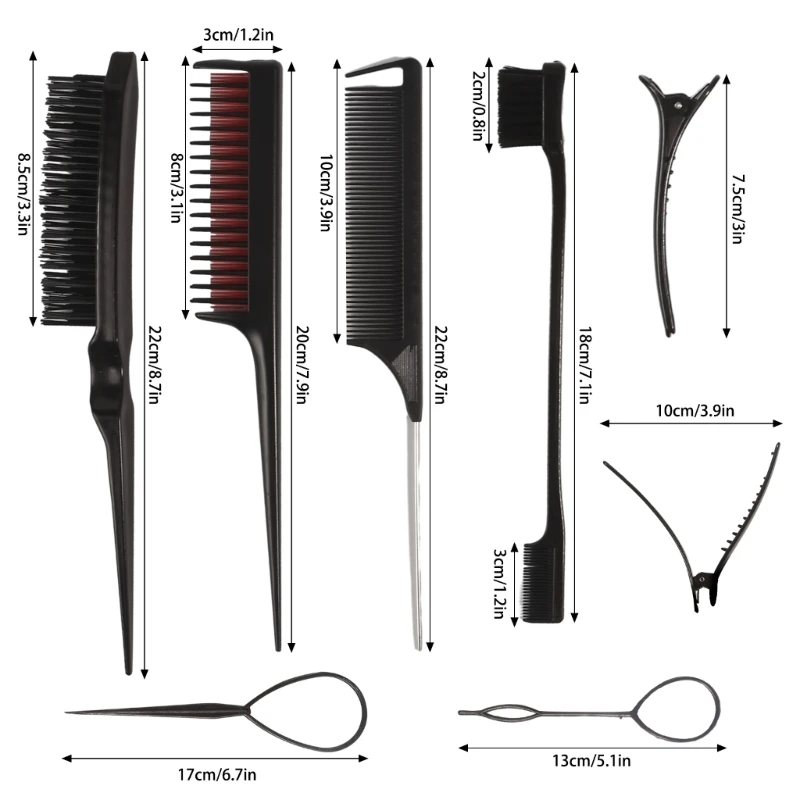 Zestaw grzebieni do stylizacji włosów drażniąca szczotka do włosów grzebienie ogonem szczura szczotka krawędziowa narzędzia do