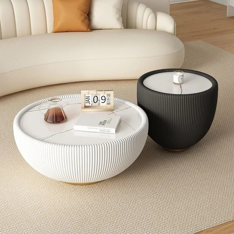 Internet celebrity round slate coffee table light luxury modern Italian small apartment simple living