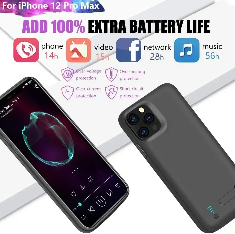 

JayoWade Slim New 10000mAh Power Case for IPhone 12 Pro Max 12 Mini 13 Pro Max Charging Cover Battery Pack for IPhone 12 Pro Max