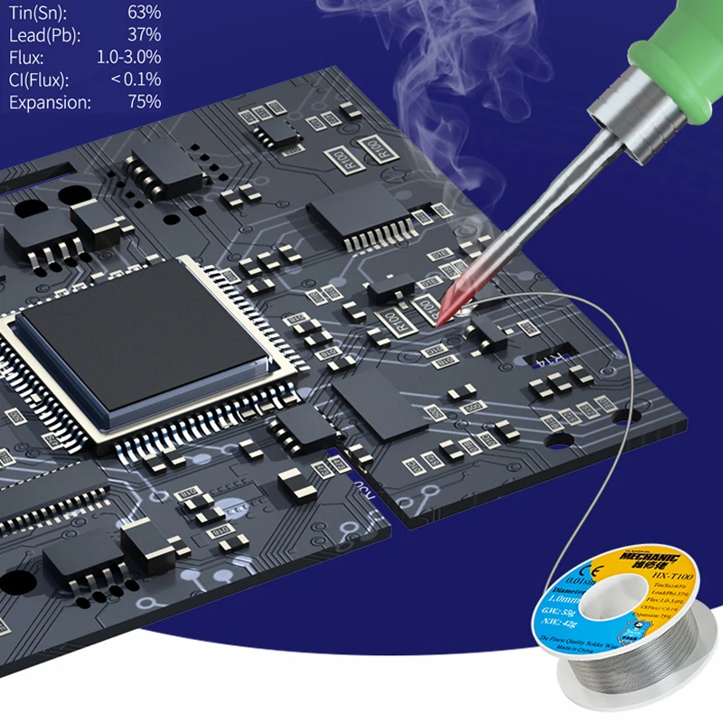 MECHANIC HX-T100 Soldering Wire Rosin Core 55g 0.4/0.5/0.6/0.8/1.0/1.2mm Lead Tin Wire Solder Welding Tools Flux 1-3%