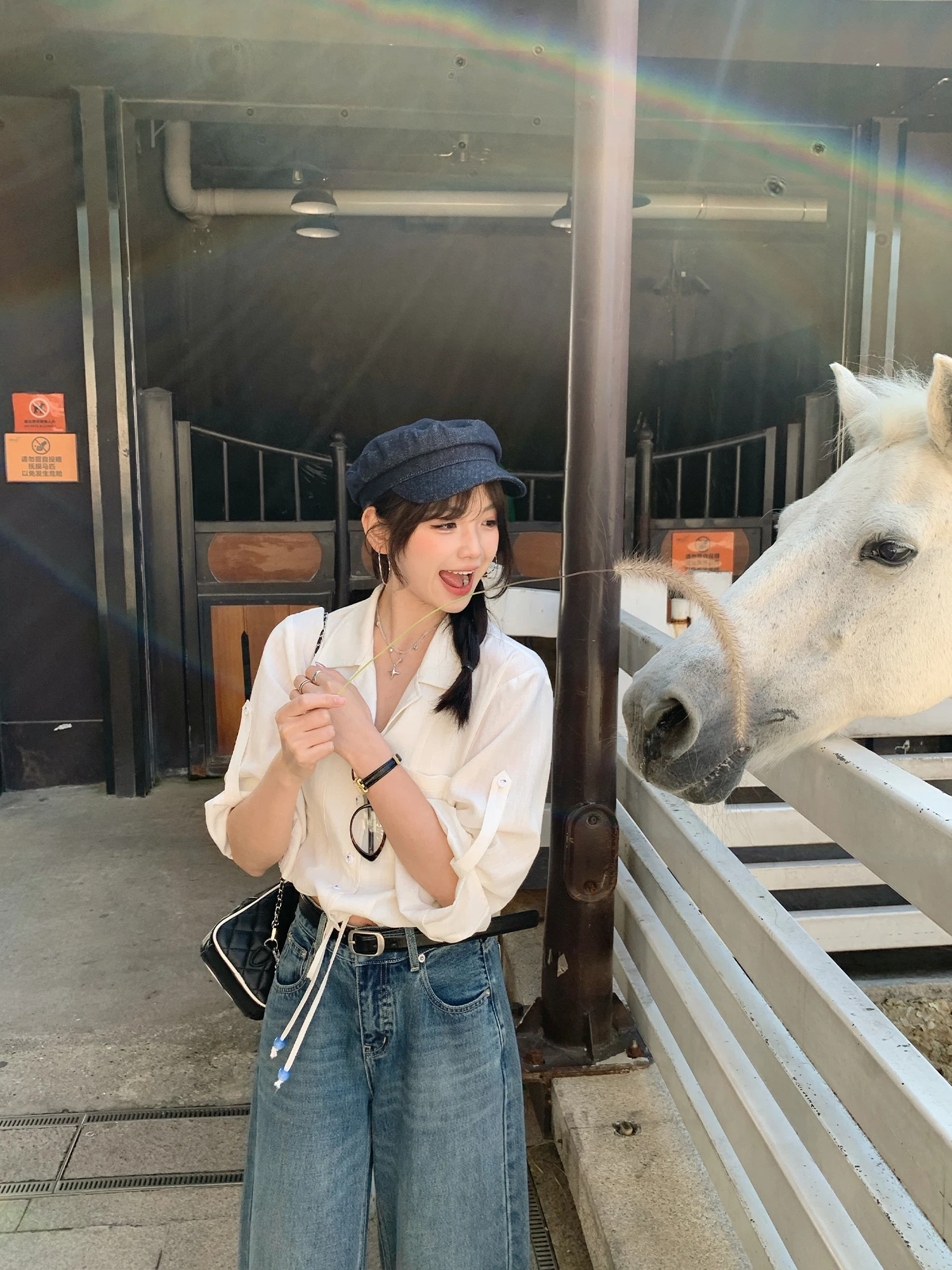 

Ele Long Sve Spring irt Women's Design Sensation Berlin Ring Island Casual Sle Straight Tube irt for Young Women