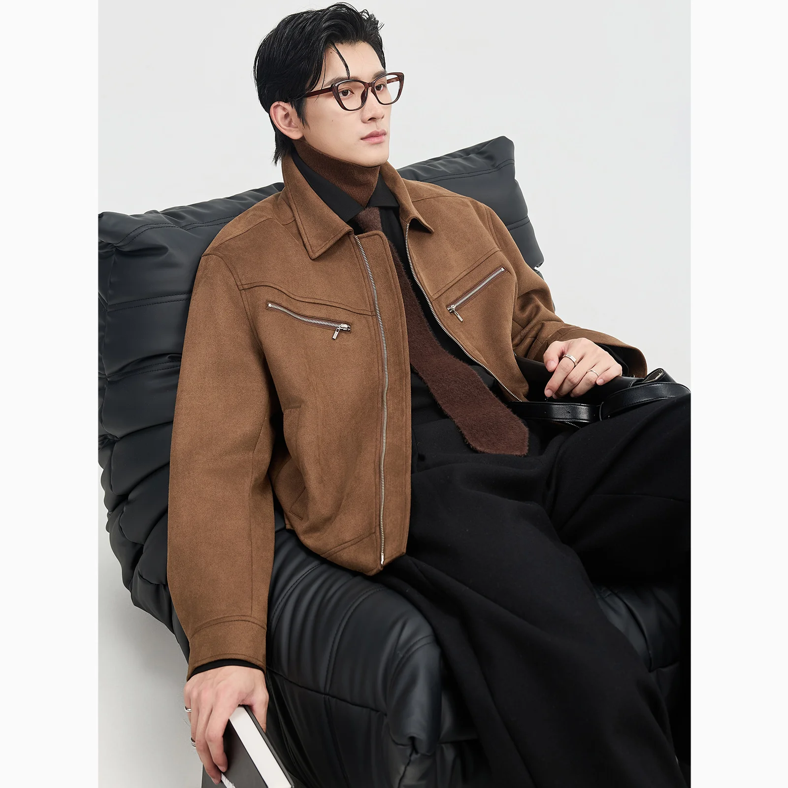 

Spring and Autumn New Men's Jacket, Retro Suede Like Short Casual Fashion Jacket