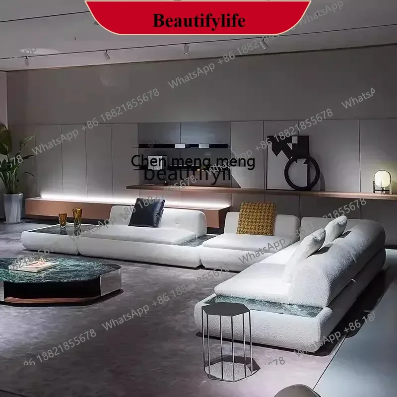 z183   Italian minimalist super moon fabric sofa new combination villa living room modern light luxury designer straight row