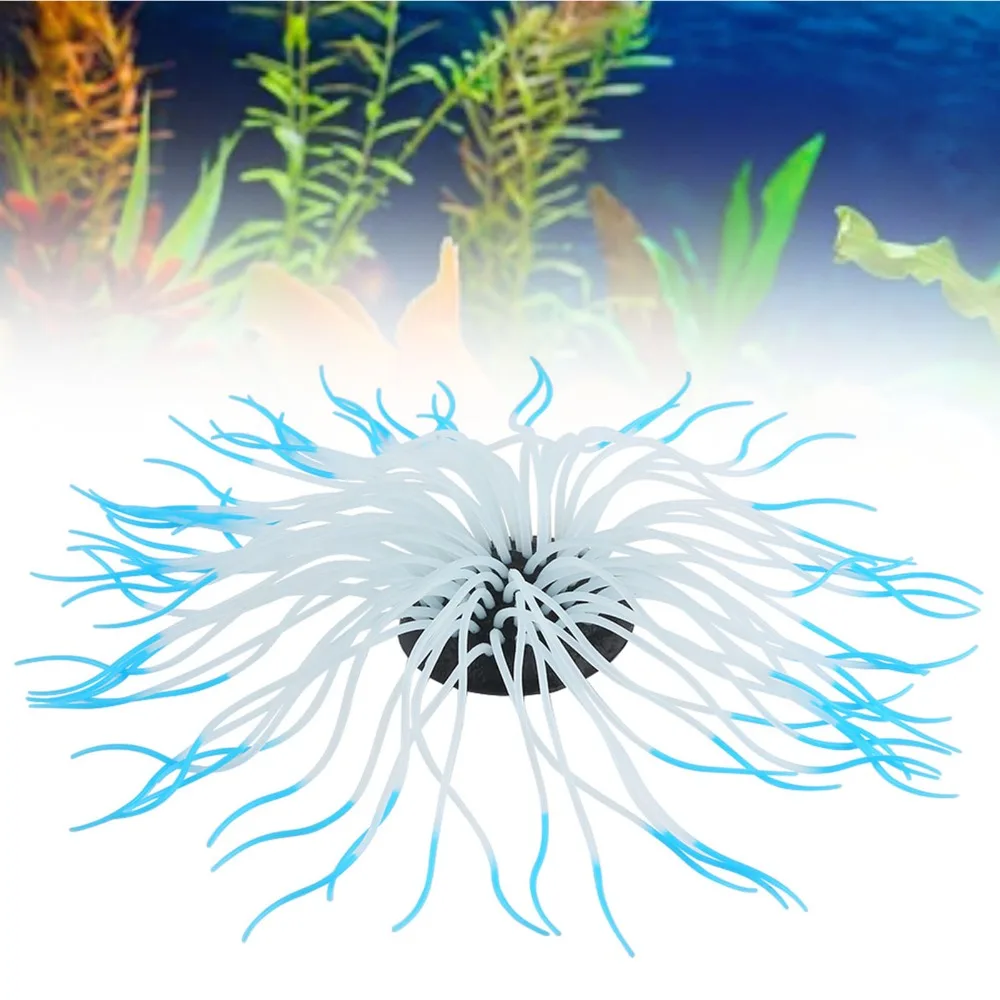 

Luminous Feature Artificial Sea Anemone Silicone Artificial Plant Silicone Coral Ornament Suction Cup Simulation Anemone