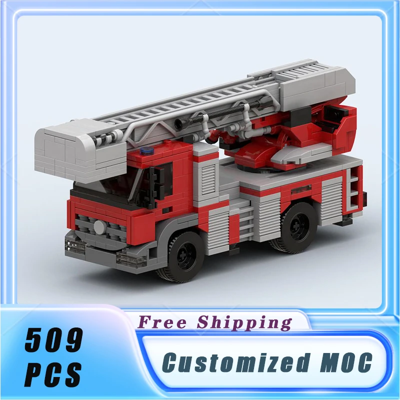 City Vehicle Multifunctional Fire Elevator Truck MOC Building Blocks Model Bricks Sets Assemble Display Children's Toys Gifts