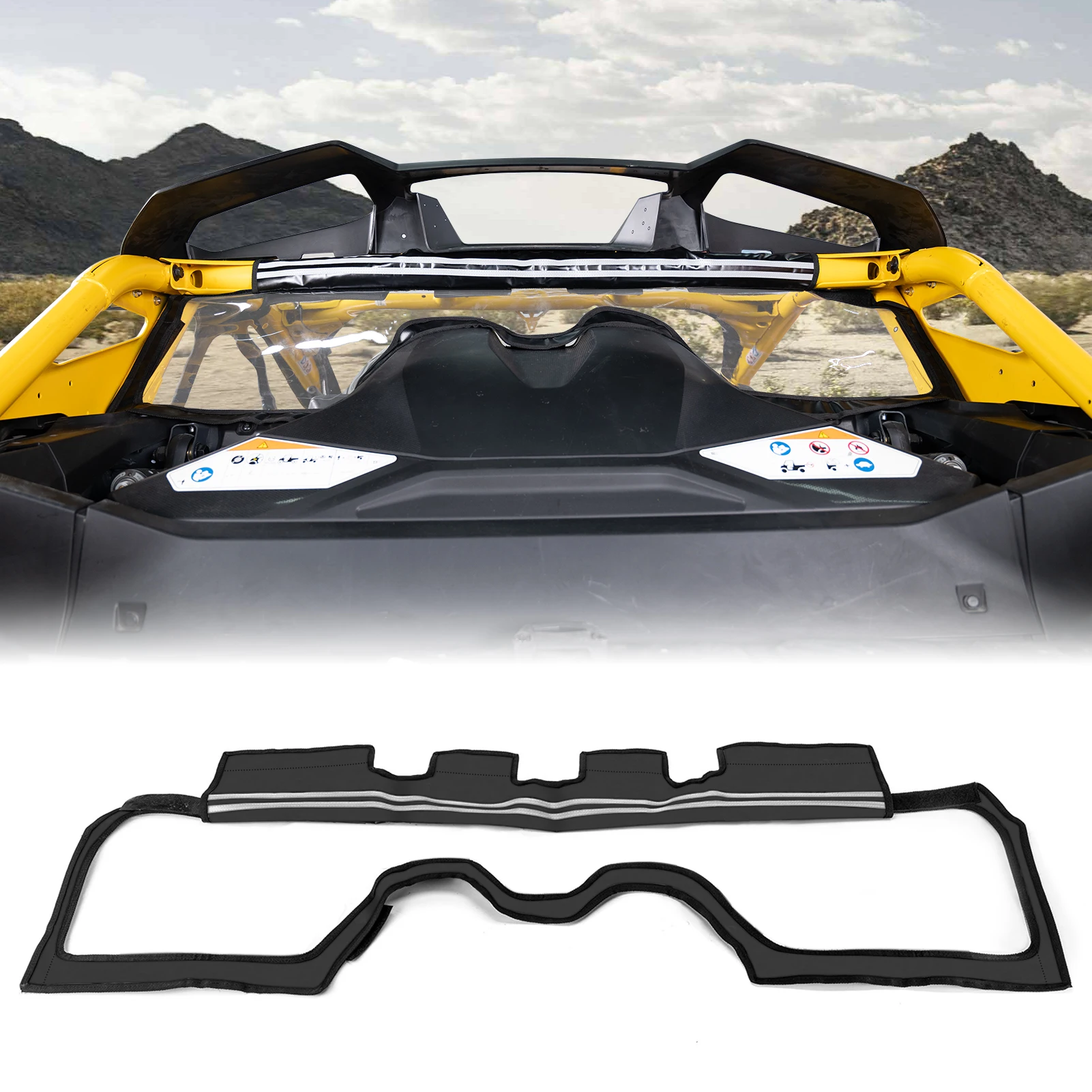 

For Can Am Maverick R/ Max All 2024-2025 Models UTV Roof Rear Soft Rear Windshield Enclosures No Drill W/reflective Strips