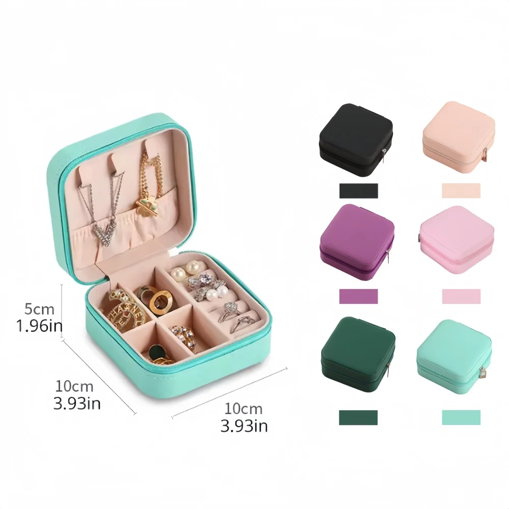 Mini Jewelry Storage Box Portable Home Travel Earrings Necklace Storage Case for Women Ring Organizer PU Leather Display Case
